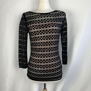 Escada Black Mesh w Tan Underlay Top